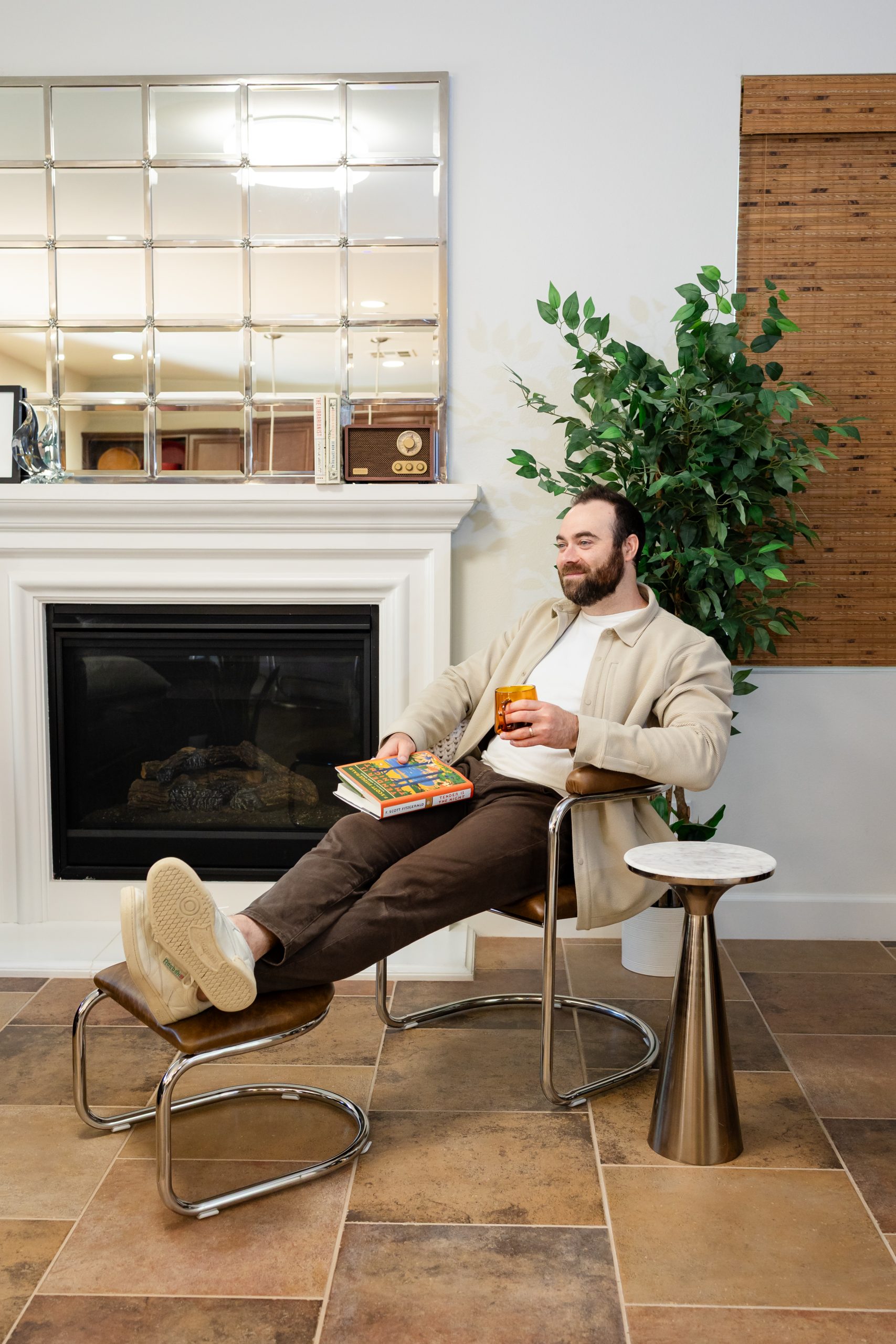 The Lorren Ottoman in Brown-Olive - Image 2