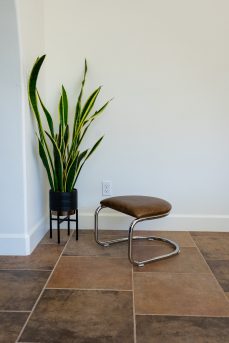 The Lorren Ottoman in Brown-Olive